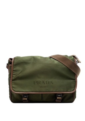Prada Pre-Owned 2013-2026 Saffiano Trimmed Tessuto Double Buckle Messenger Bag crossbody bag - Green