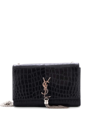 Saint Laurent Pre-Owned Classic Monogram Tassel Crocodile Embossed Leather Medium crossbody bag - Black
