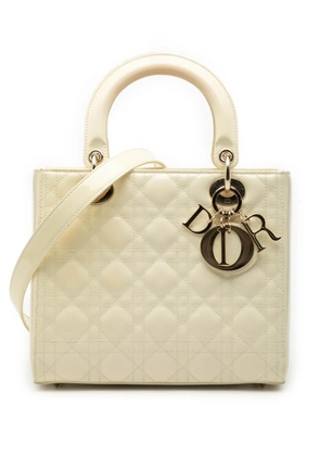 Christian Dior Pre-Owned 2020 Medium Patent Cannage Lady Dior satchel - White