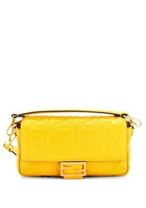 Fendi Pre-Owned Baguette NM Bag Zucca Embossed Leather Medium crossbody bag - Yellow