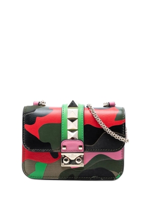 Valentino Garavani Pre-Owned 2000-2025 Mini Nappa and Canvas Camouflage Rockstud Glam Lock crossbody bag - Green