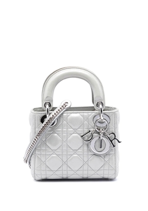 Christian Dior Pre-Owned 2016 Mini Iridescent Lambskin Cannage Lady Dior satchel - Silver
