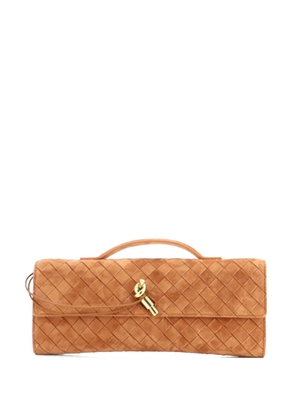 Bottega Veneta Pre-Owned Andiamo Top Handle Clutch Intrecciato Suede Long satchel - Brown