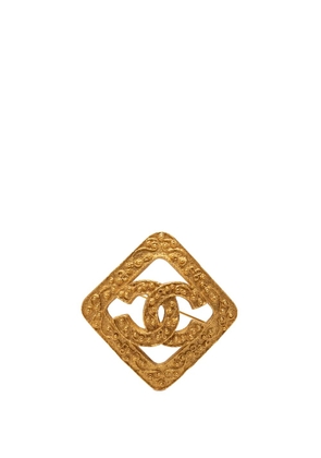 CHANEL Pre-Owned 1994 CC Gold Plated Rhombus Diamond Brooch costume brooch