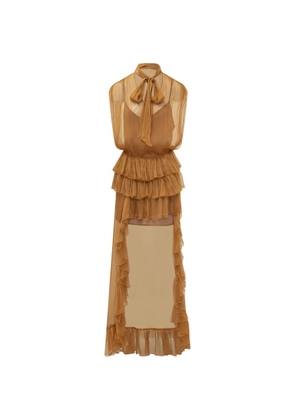 ACTUALEE ruffled bow-detail dress - Brown