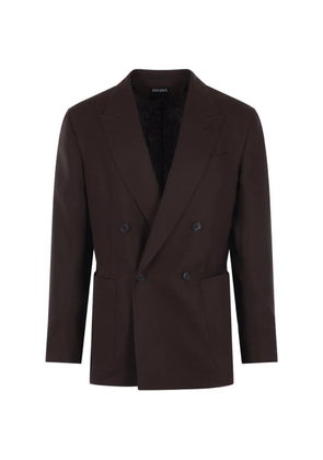 Zegna double-breasted peak-lapel blazer - Brown