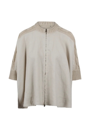 Max Mara cable-knit zip-up cardigan - Neutrals