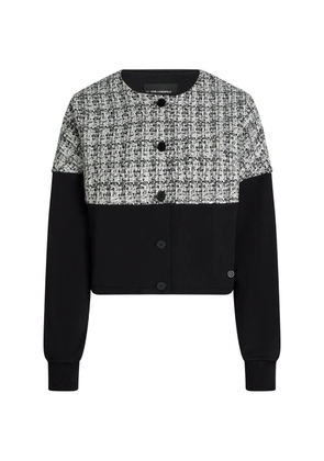 Karl Lagerfeld boucle-panelled jersey cardigan - Black