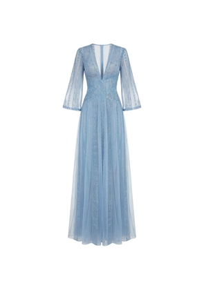 Gattinolli by Marwan lace-panelled V-neck gown - Blue