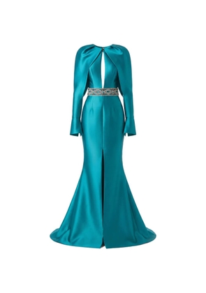 Gattinolli by Marwan beaded-waist open-back gown - Blue