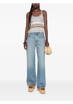 Missoni zigzag-knit button-detail tank top - Blue