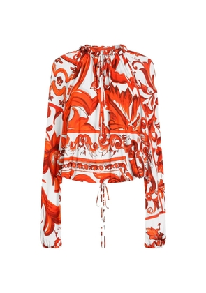 Dolce & Gabbana Majolica-print organzine top - White
