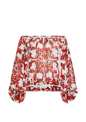 Dolce & Gabbana Majolica-print poplin top - White