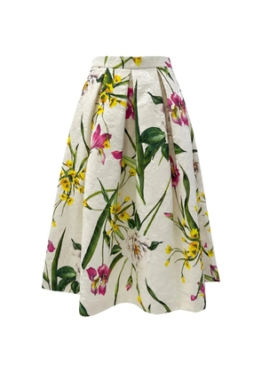Lunatica Milano Aline T Jardin floral-print jacquard-knit midi skirt - White