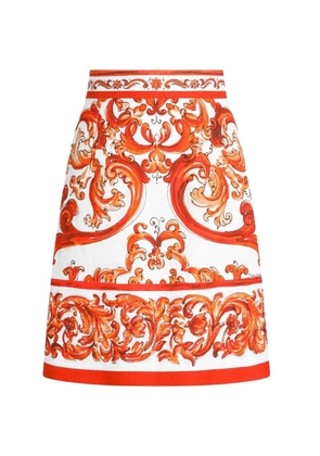 Dolce & Gabbana miniskirt in Majolica-print mat - White