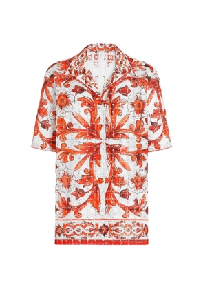 Dolce & Gabbana Majolica-print broderie anglaise lace shirt - White