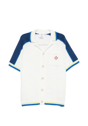 Casablanca open-knit striped-trim shirt - White