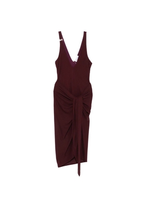 The Attico ruched V-neck midi dress - Red