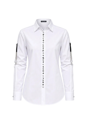 Dolce & Gabbana crystal-embellished chain-detail shirt - White