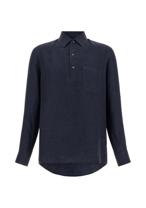 Zegna Oasi Lino long-sleeve linen polo shirt - Blue