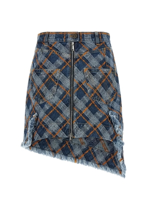 Vivienne Westwood Sailor frayed asymmetrical cotton mini skirt - Blue