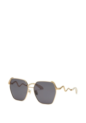Roberto Cavalli geometric-frame snake-detail sunglasses - Gold
