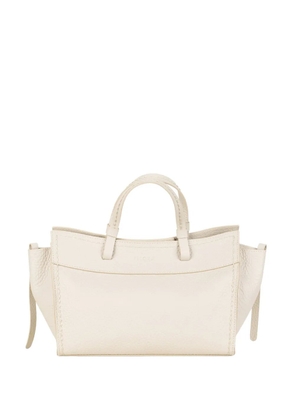 VISONA` grained leather tote bag - Neutrals