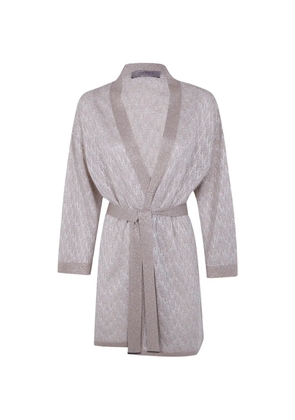 D.Exterior metallic-effect belted cardigan - Grey