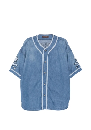 Mastermind Japan logo-patched panelled shirt - Blue