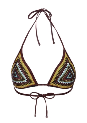 La DoubleJ geometric-print bikini top - Black