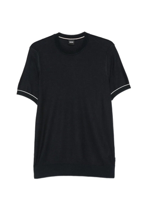 BOSS contrast-trim short-sleeve sweater - Black