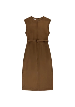 Glanshirt belted midi dress - Brown