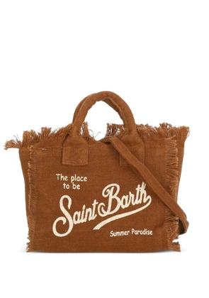 MC2 Saint Barth mini Vanity fringed logo-print tote bag - Brown