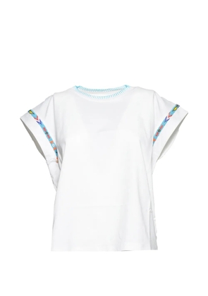 FRONT STREET 8 bead-embellished whipstitch-trim T-shirt - White