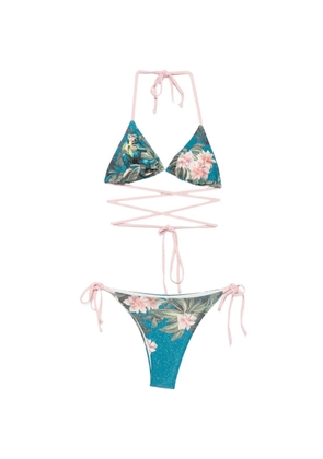 Mazzei floral-print wrap-around bikini - Blue