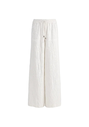 alice + olivia Ojai embroidered wide-leg trousers - White
