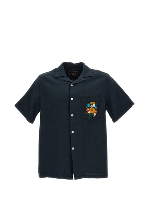 Portuguese Flannel floral-embroidered piqué shirt - Blue