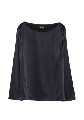 Purotatto satin-finish boat-neck blouse - Blue
