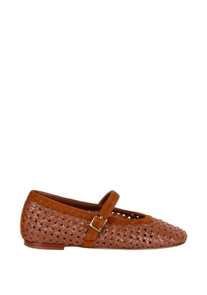 lorena paggi woven buckle-fastening flat pumps - Brown