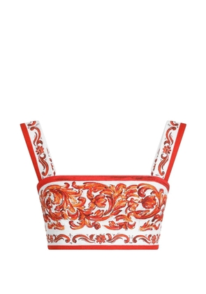 Dolce & Gabbana top in Majolica-print mat - White