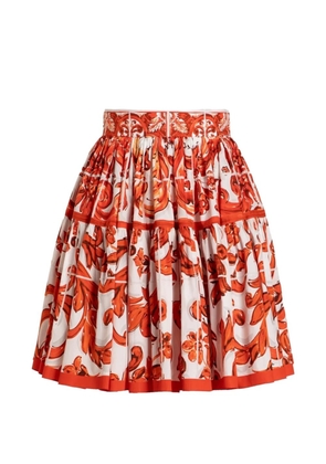 Dolce & Gabbana Majolica-print poplin skirt - White