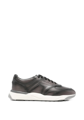 Santoni panelled leather sneakers - Brown