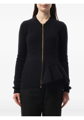 Lanvin ruffled-trim zip-up cardigan - Blue