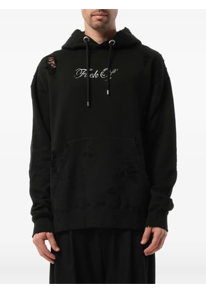 Mastermind Japan distressed logo-print hoodie - Black