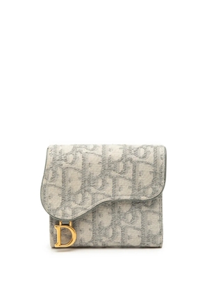 Christian Dior Pre-Owned 2023 Oblique Canvas Saddle Lotus Wallet small wallets - Grey