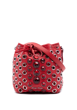 Miu Miu Pre-Owned 2010-2026 Jeweled Nappa Grommet Starlight bucket bag - Red