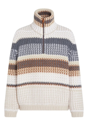 Zegna Oasi high-neck striped sweater - Neutrals