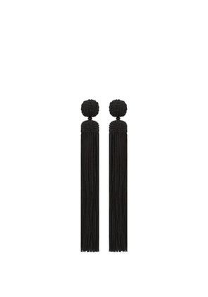 Oscar de la Renta silk rope tassel clip-on earrings - Black