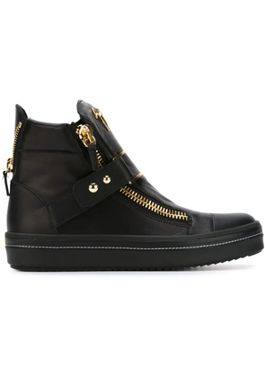 Giuseppe Zanotti zip detailed hi-top sneakers - Black