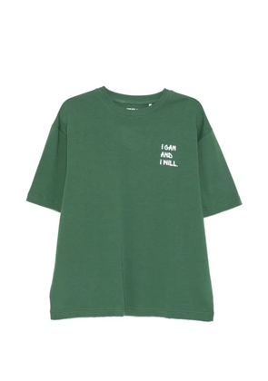 GEORGE. slogan-print drop-shoulder T-shirt - Green
